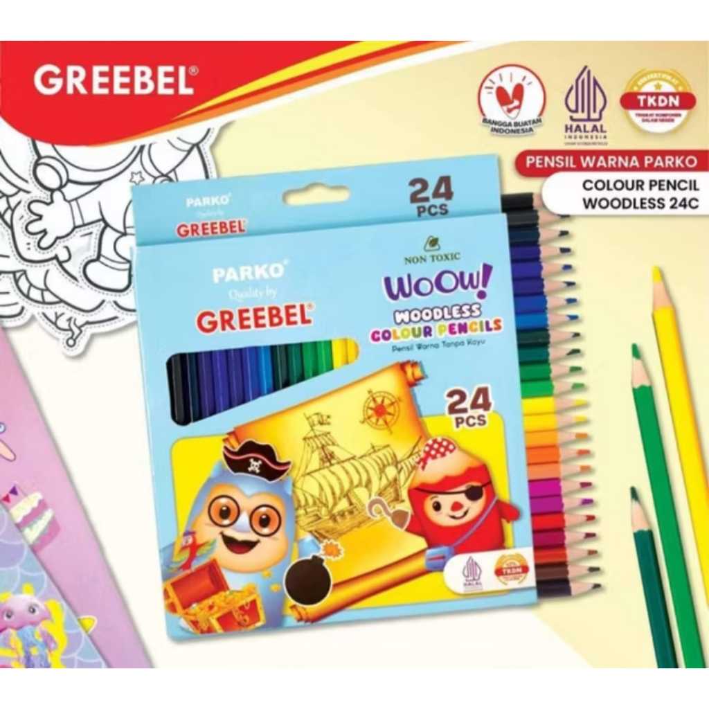 

Pensil warna parko 24 Warna by GREEBEL / Pensil warna Woodless Parko by Greebel 24 Warna Tebal