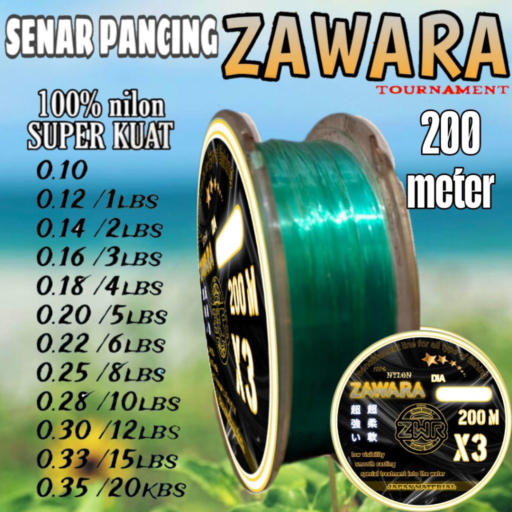 Senar pancing super kuat anti keriting 200 meter ZAWARA