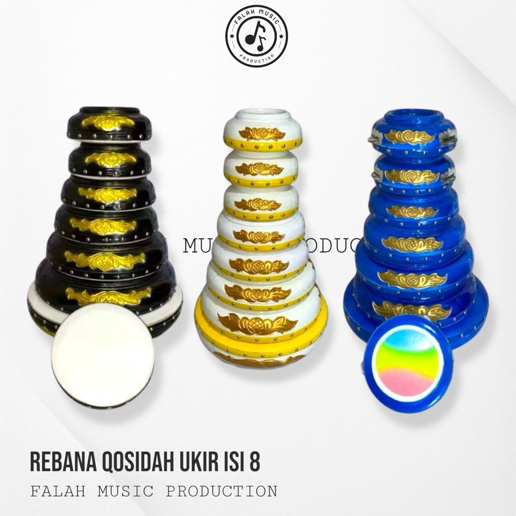 Rebana Qosidah Rebana Qasidah 1 Set Motif Ukir Isi 8 “M Yunus” Super Quality