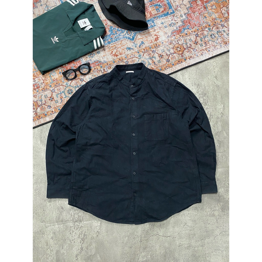 FLANEL SHIRT SHAGHAI GU UNIQLO BLACK BASIC