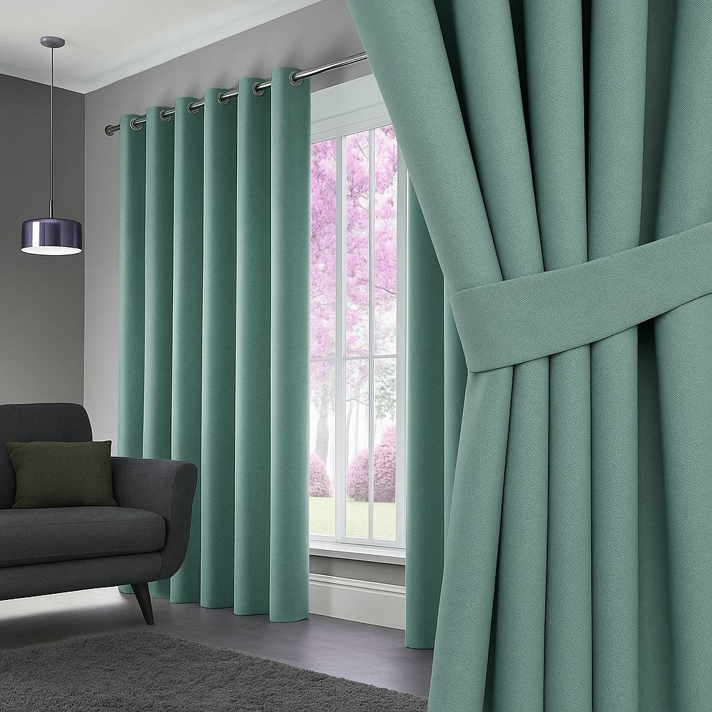 gorden blackout tebal import hijau tosca untuk pintu jendela ruang tamu kamar smokring