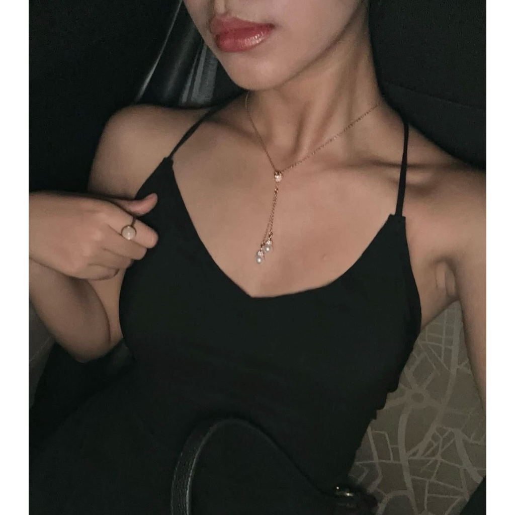 Swarovski (Authentic) Y Pendant Pearl Necklace Rose Gold-Kalung Wanita Swarovski