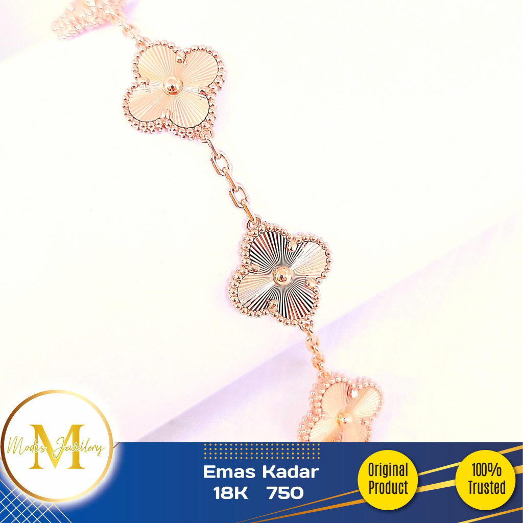 MODIS JEWELLERY - Gelang Clover Alhambra Italy AUX+ Rosegold - Emas 18k  750