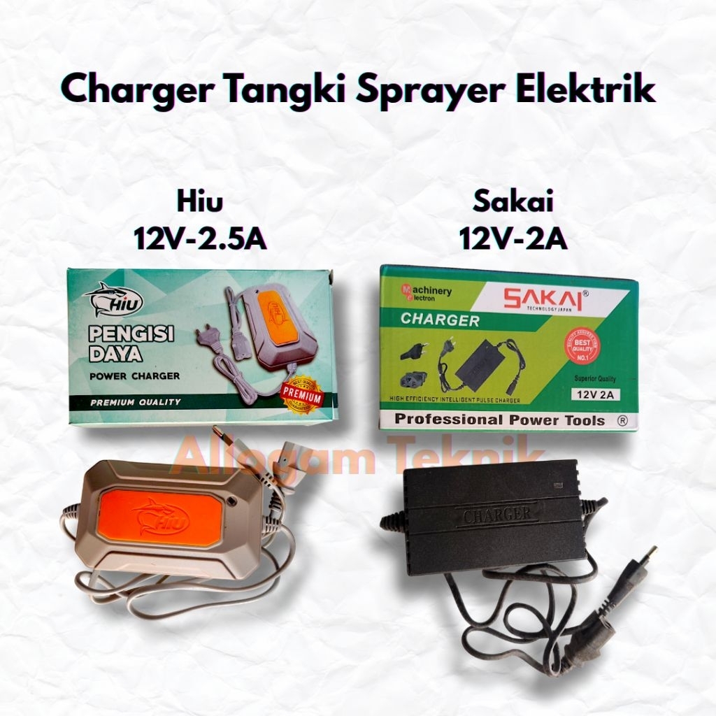 Adaptor Charger Tangki Sprayer Elektrik Hiu 12V-2.5A Sakai 12V-2A Original Murah Cas Aki Cas Baterai