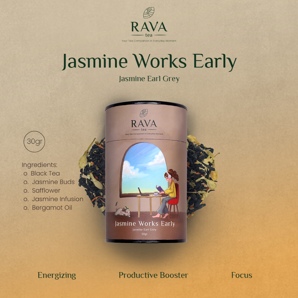 

Jasmine Earl Grey Tea - Rava Tea: Jasmine Works Early - Tea Blend - Teh Artisan Premium