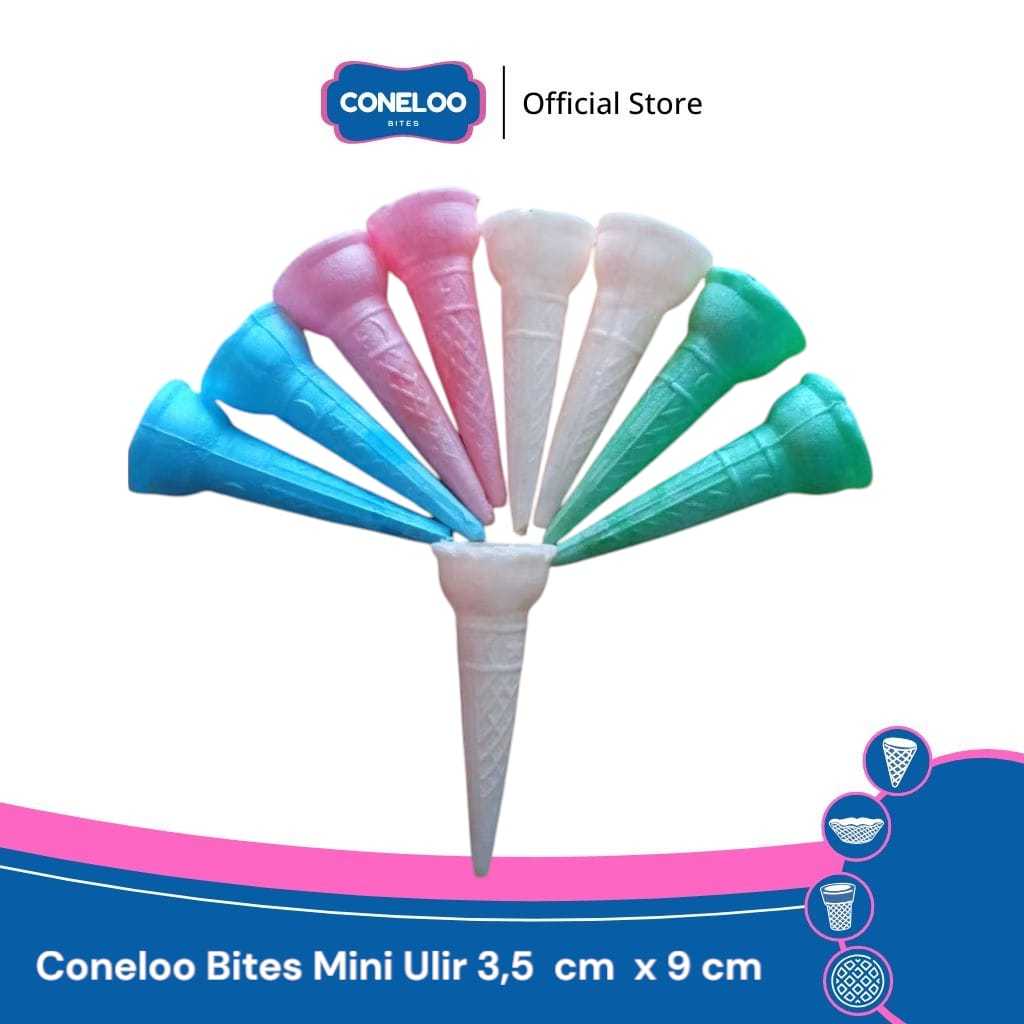 

Coneloo Bites Mini Kerucut Tawar 3cm X 9cm 1 Pak isi 40 Pcs