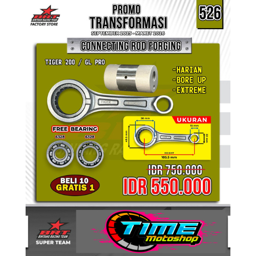 STANG SEHER PISTON CONROD BRT TIGER 200 / GL PRO FORGED UNTUK KRUK AS STANDAR PIN 15