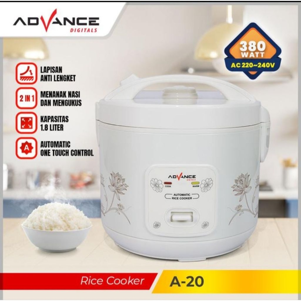 Rice Cooker Advance A-20 3in1 Kapasitas 1.8Liter/Penanak Nasi Advance A20 ORI