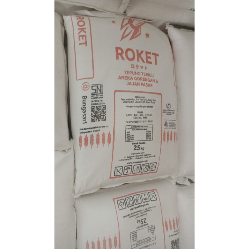 

Tepung Roti Murah, Tepung Roket 25kg, Tepung Terigu, Tepung Bungasari