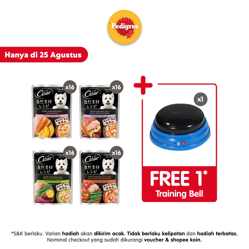 

23bagusmenshop - Cesar Makanan Anjing Basah Premium Pouch 60g Isi 16 Wet Dog Food