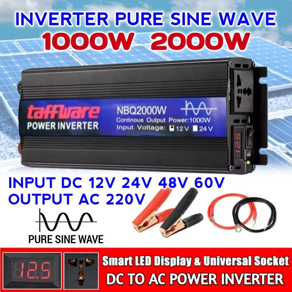 Inverter DC to AC 2000W Pure Sine Wave DC 12V/24V/48V ke AC 220V Car TAFFWARE