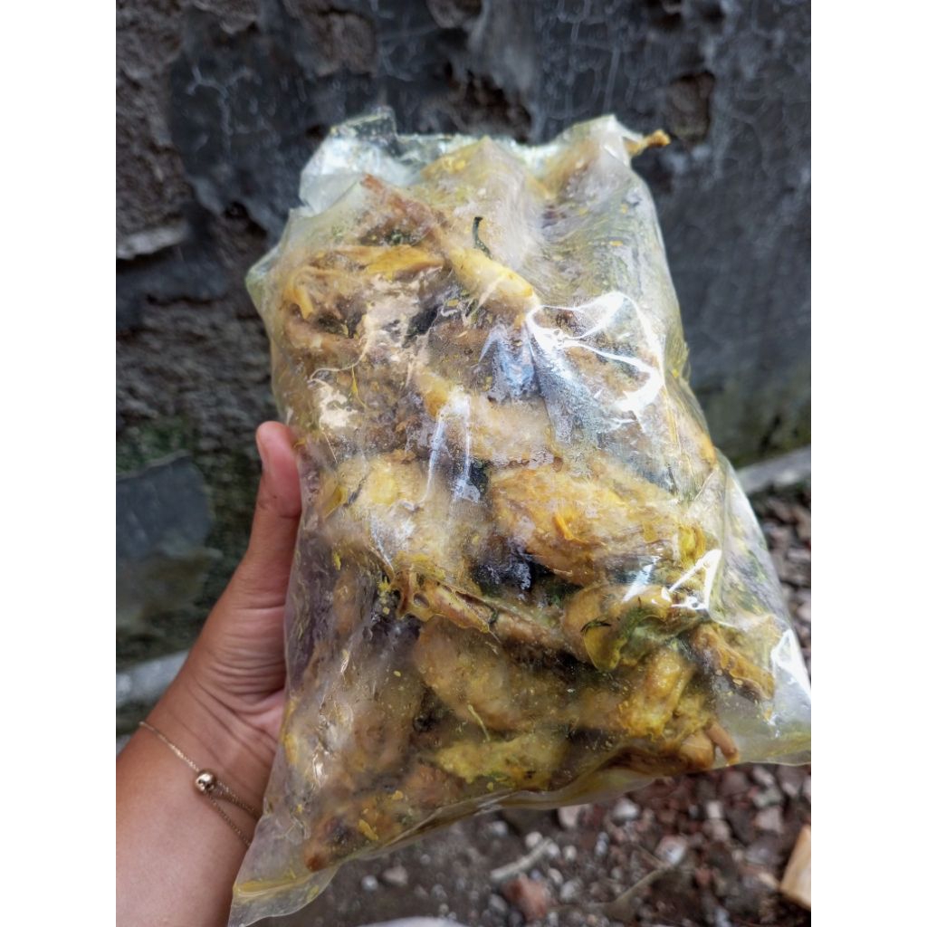 

Daging Puyuh Ungkep Bumbu Kuning siap goreng