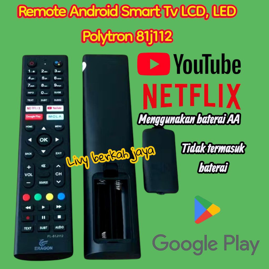 Remote Remot Android, LCD, LED Smart Tv Polytron 81i960