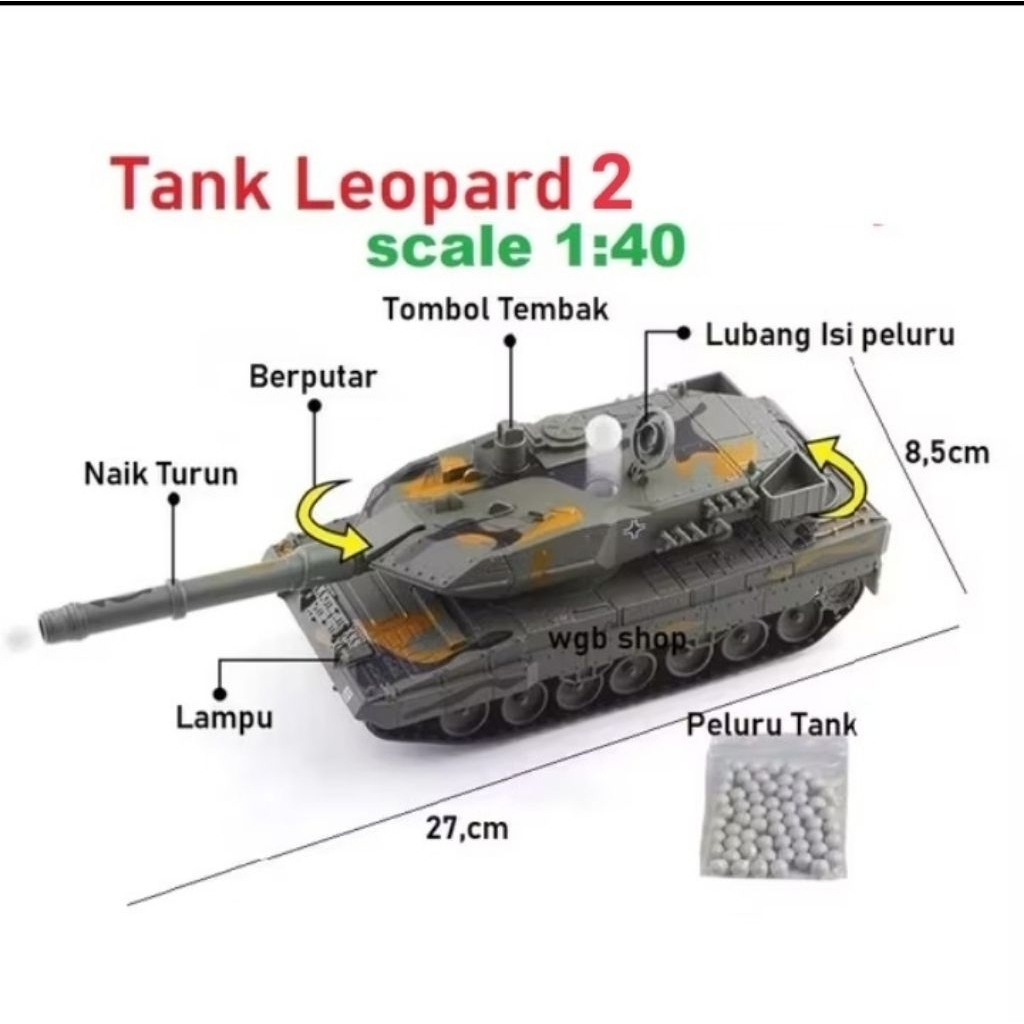Diecast Mainan Tank Leopard 2