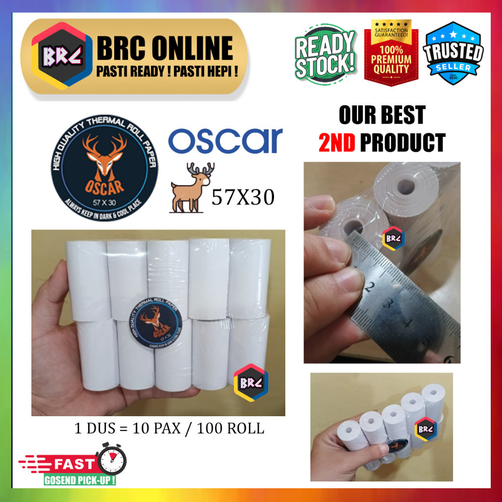 

[1 PACK] Kertas Thermal Kasir OSCAR 57x30 (mm) Value Pack Struk PPOB EDC Print