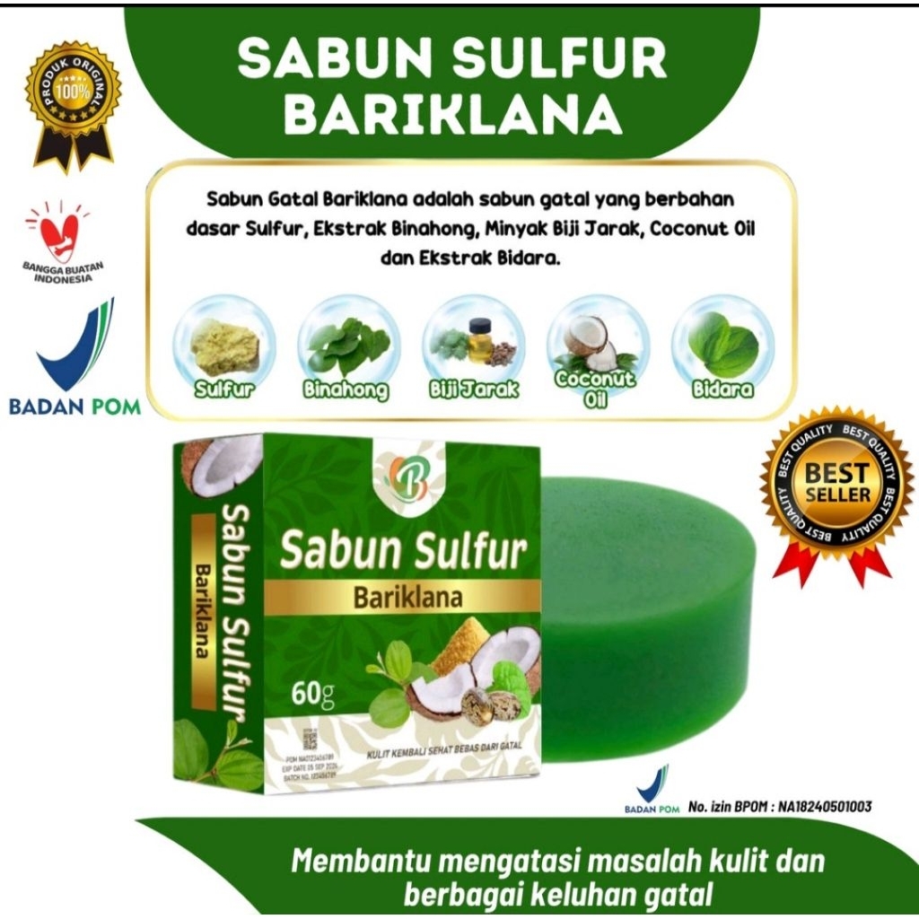 SABUN JERAWAT,Sabun sulfur bariklana untuk kulit panu,eksim