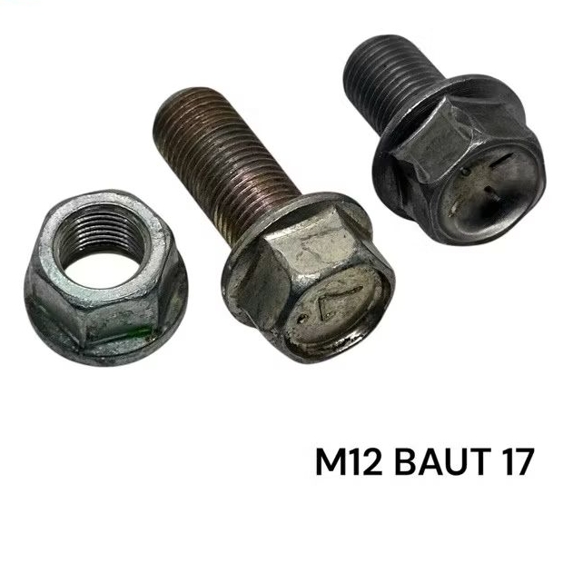 BOLT FLANGE M12 KUNCI 17 M12 x 2 M12 x 30 BAUT 17 TOPI ORI BAUT COPL BAUT MOBIL MOTOR3cm 2,5 cm