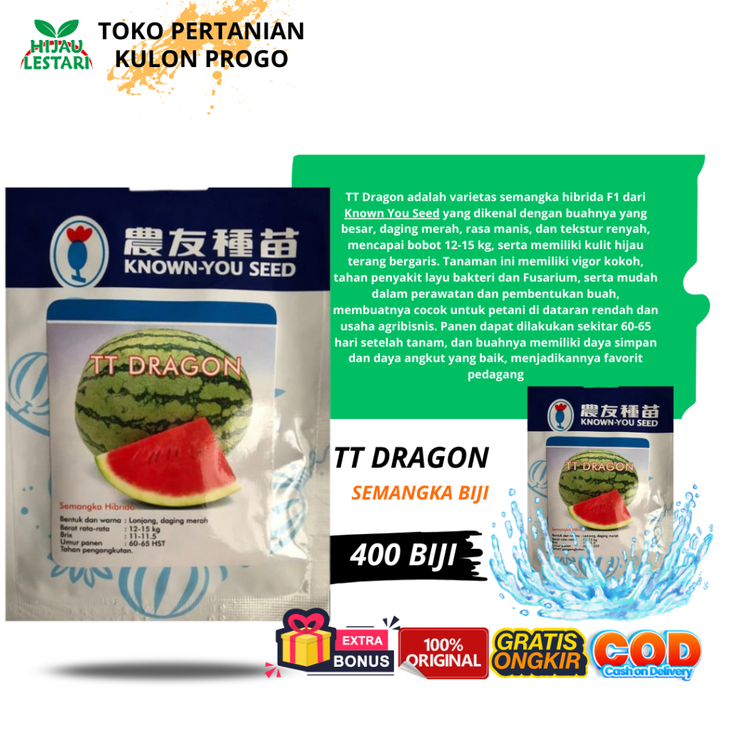 Semangka merah merona semangka tt dragon 400 biji dan 200 biji