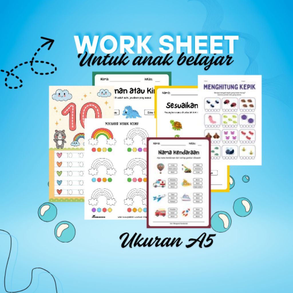 

PRINT WORKSHEET/ LEMBAR KERJA BELAJAR ANAK DENGAN MUDAH DIRUMAH UKURAN A5 BERWARNA
