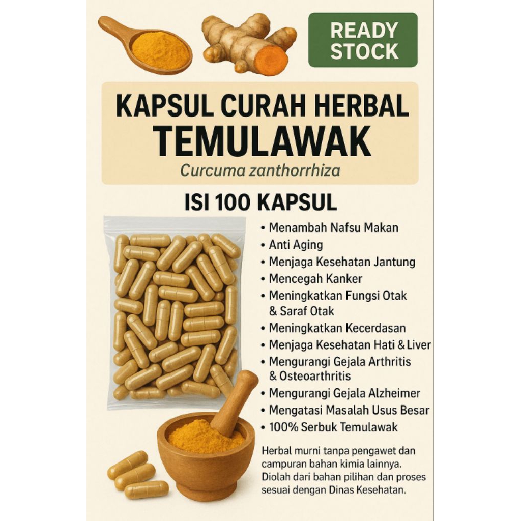

KAPSUL MURAH TEMULAWAK – HERBAL HATI, PENCERNAAN & STAMINA – KAPSUL MURAH