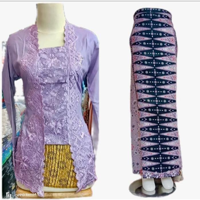 Kebaya Kutu Motif Strimin Padang - putih