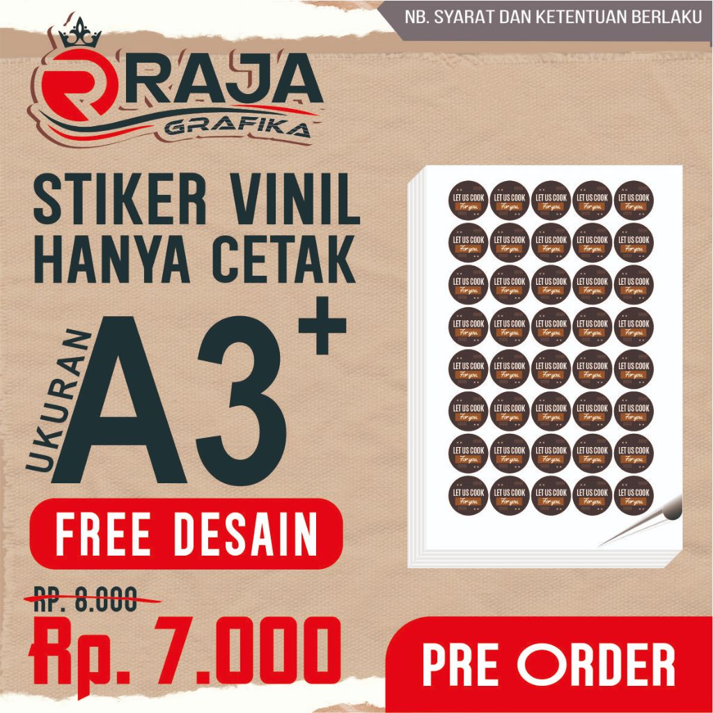 

STICKER VINIL HANYA CETAK PLUS FREE DESAIN - STICKER LABEL