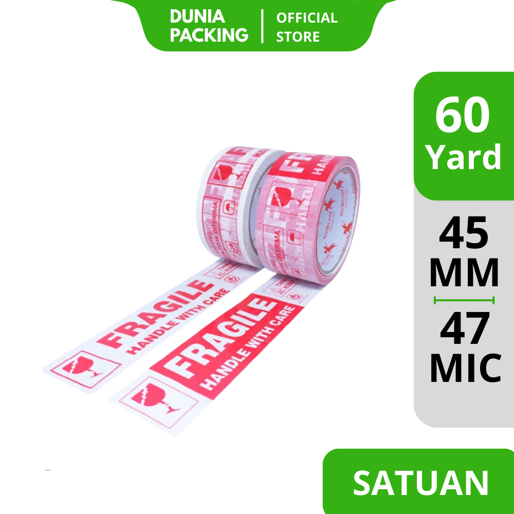 

[TERMURAH] Lakban OPP Tape / Lakban Fragile Dunia Packing 45 mm X 60 yard -COD