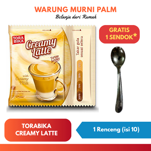 

1 renceng KOPI TORABIKA CREAMY LATTE isi 10 BONUS 1 Sendok