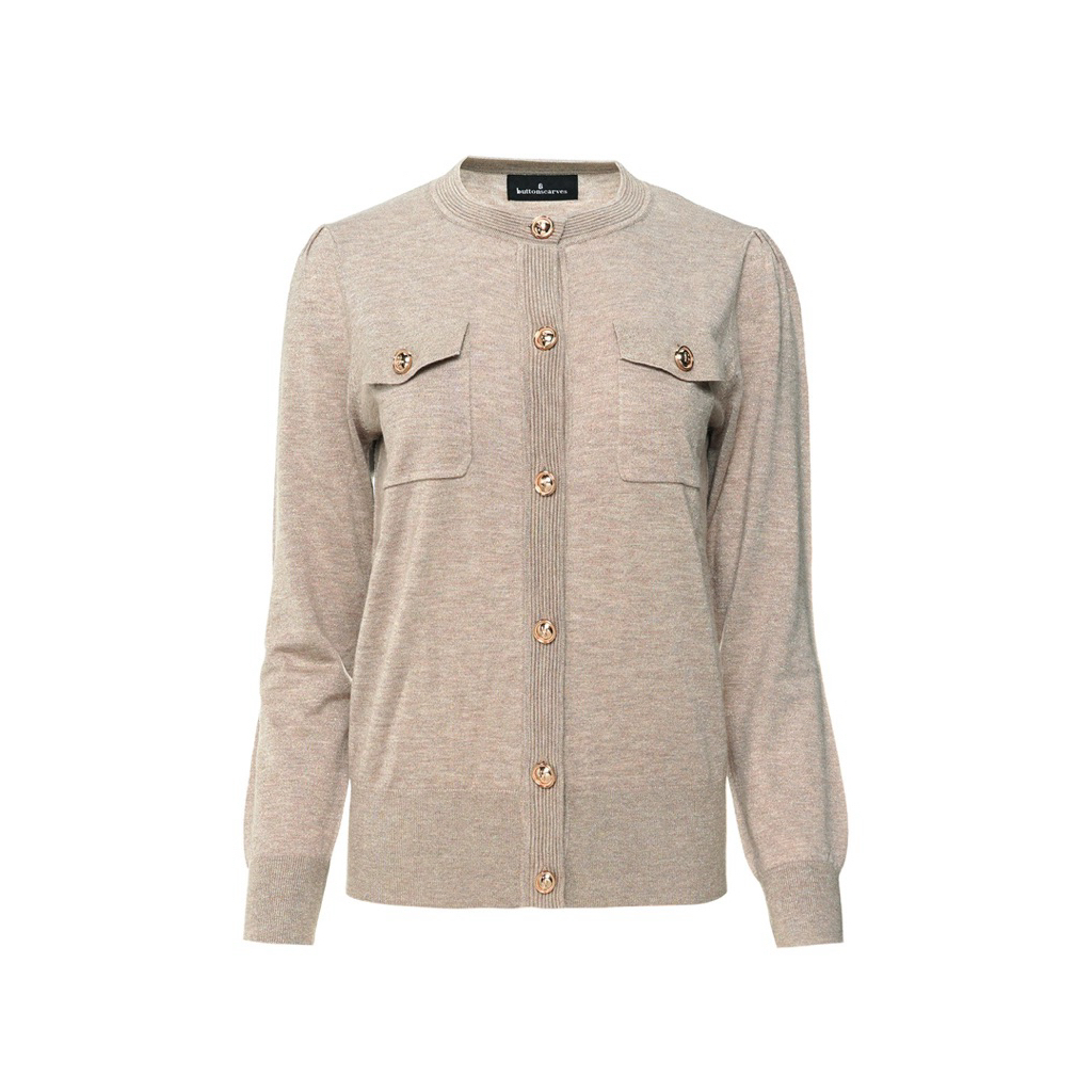 new as is buttonscarves lisa cardigan taupe size s