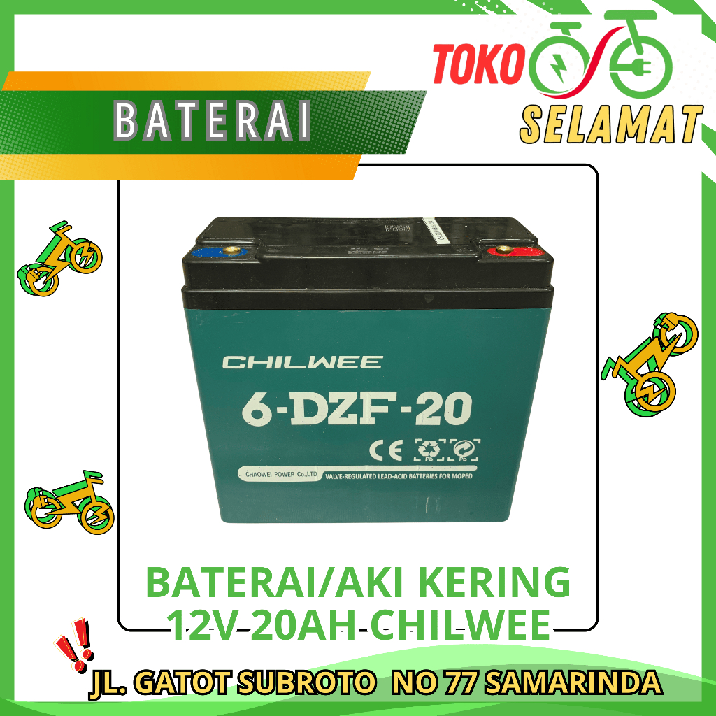 BATERAI/AKI KERING SEPEDA LISTRIK 12V 20AH CHILWEE