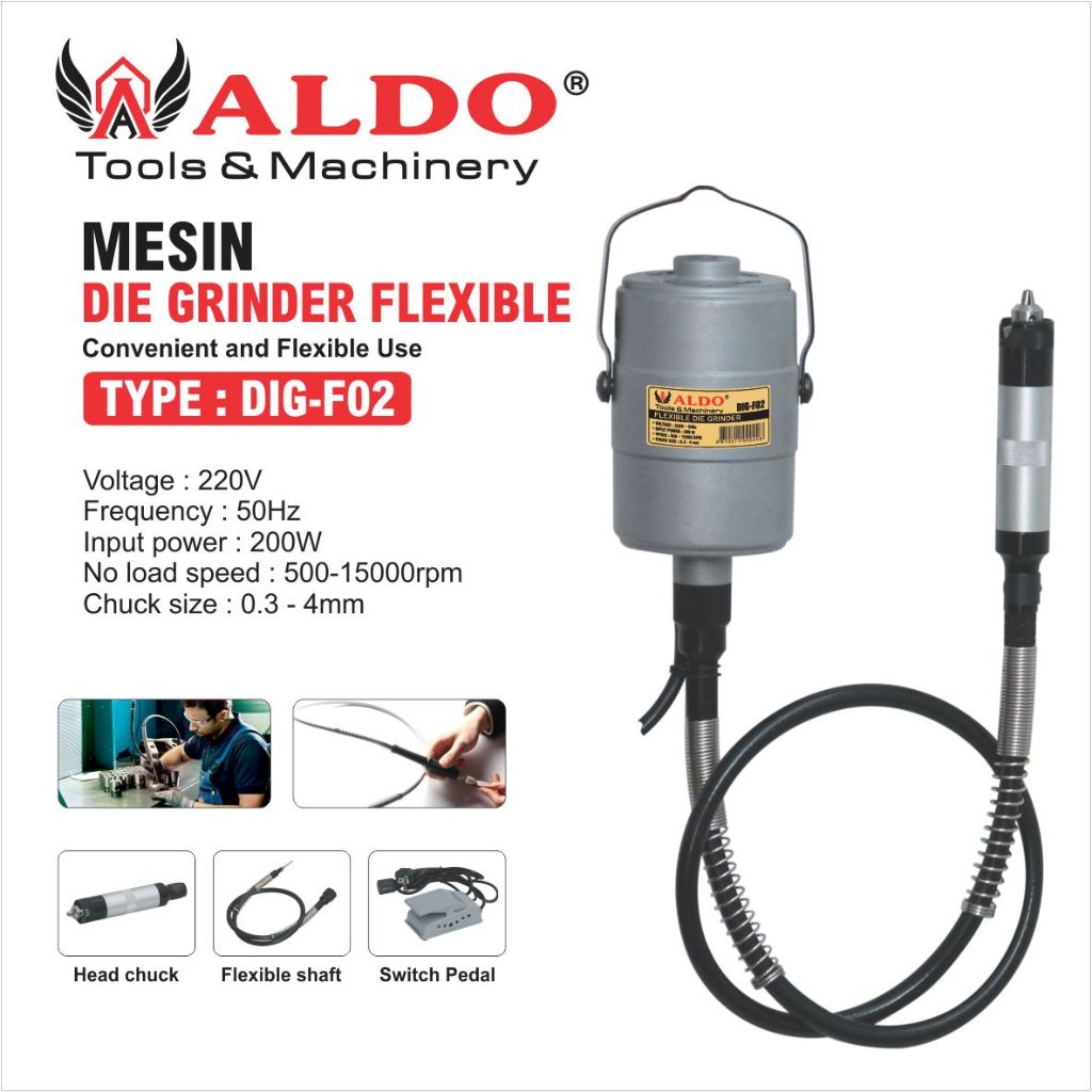 MESIN DIE GRINDER FLEXIBLE DIG-F02 / DIE GRINDER GANTUNG / DIE GRINDER BOR TUNER GANTUNG MERK ALDO