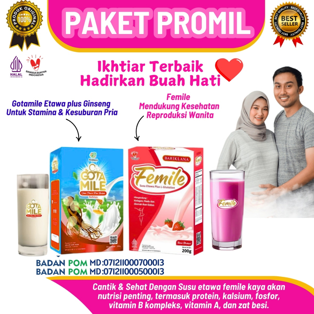 

FEMILLE DAN GOTAMILE Susu Etawa Promil kesuburan Pria dan Wanita 200g Enak dan Sehat