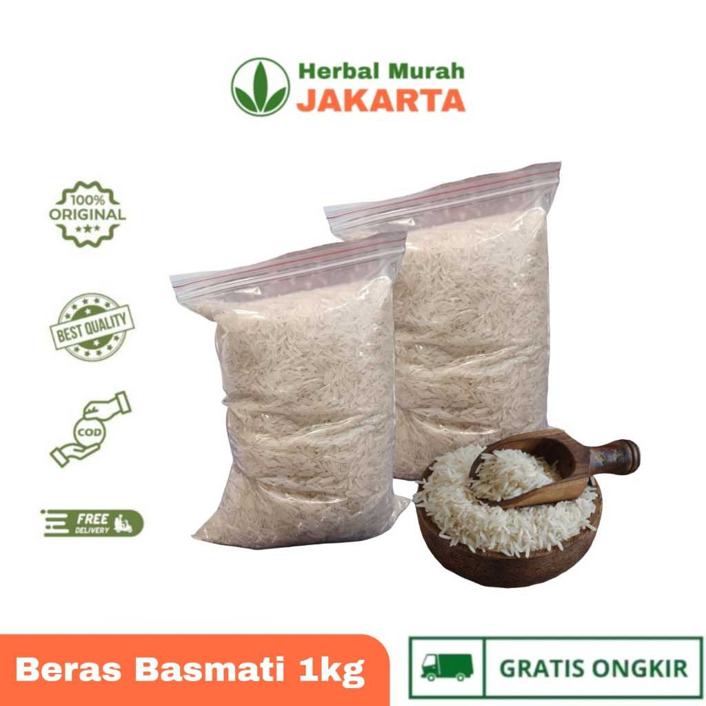 

Beras Basmati 1kg Repack Premium Untuk Nasi Kebuli Bashmati Khumaira