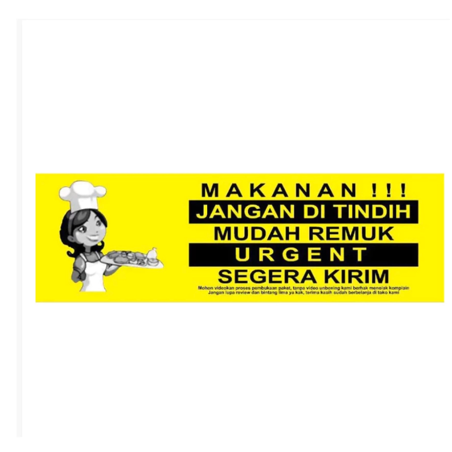 

STIKER MAKANAN1 KECIL KUNING UK 85 X 33 MM ISI 100 PCS MAKANAN FOOD DELIVERY FW