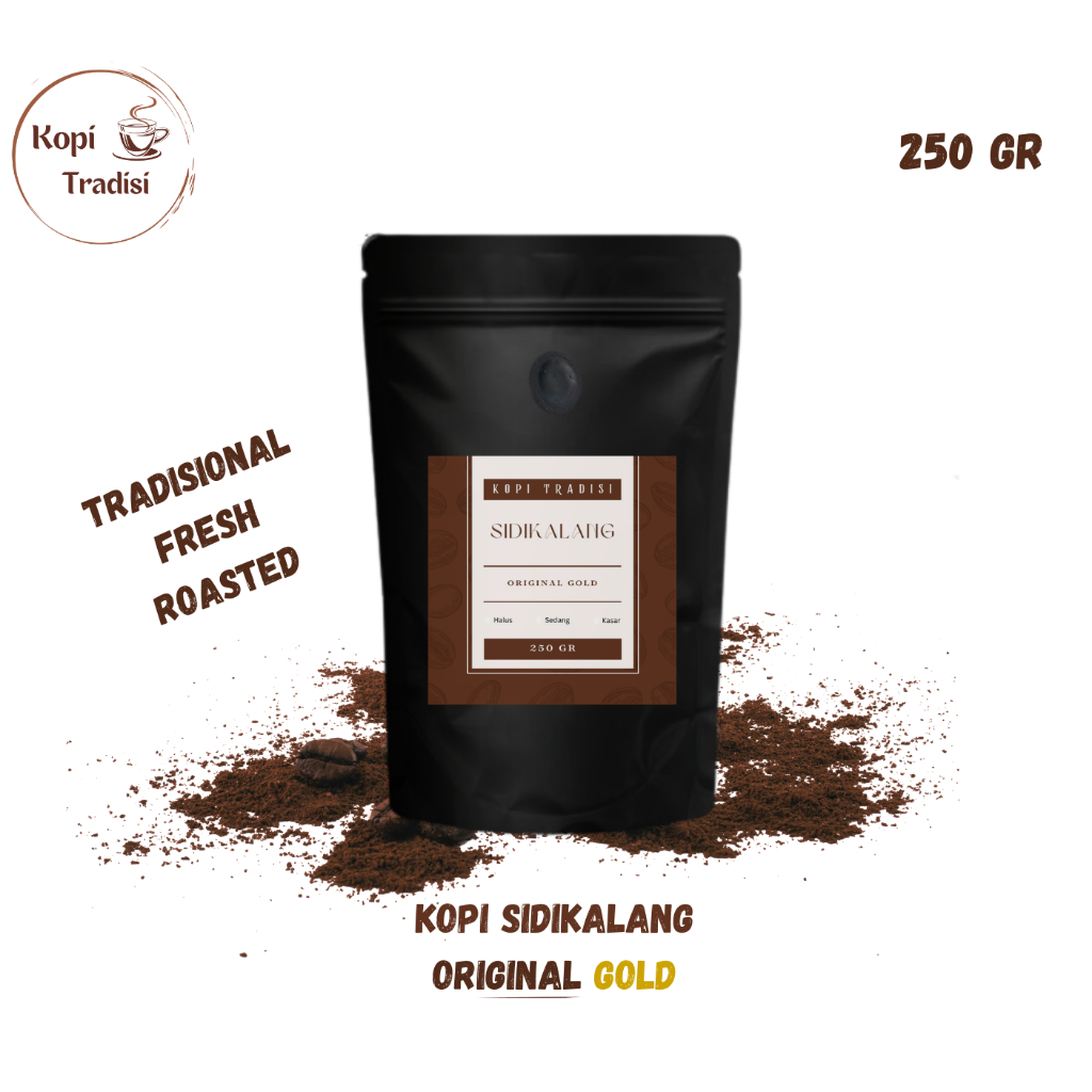 

Kopi Bubuk Sidikalang Original Gold 250 gr Fresh Roasted | Kopi Hitam Blend Kualitas Super