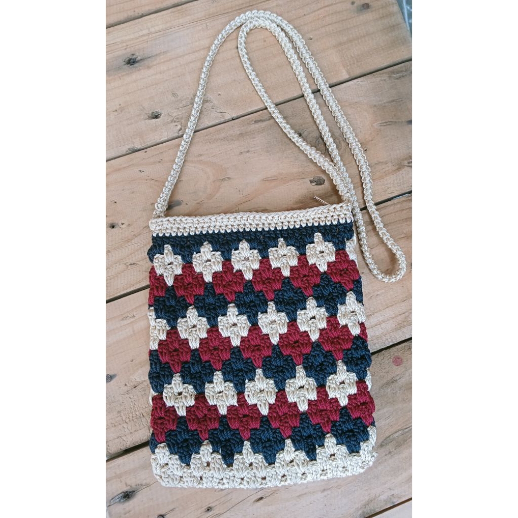 Tas HP dompet Rajut granny Flower plus furing