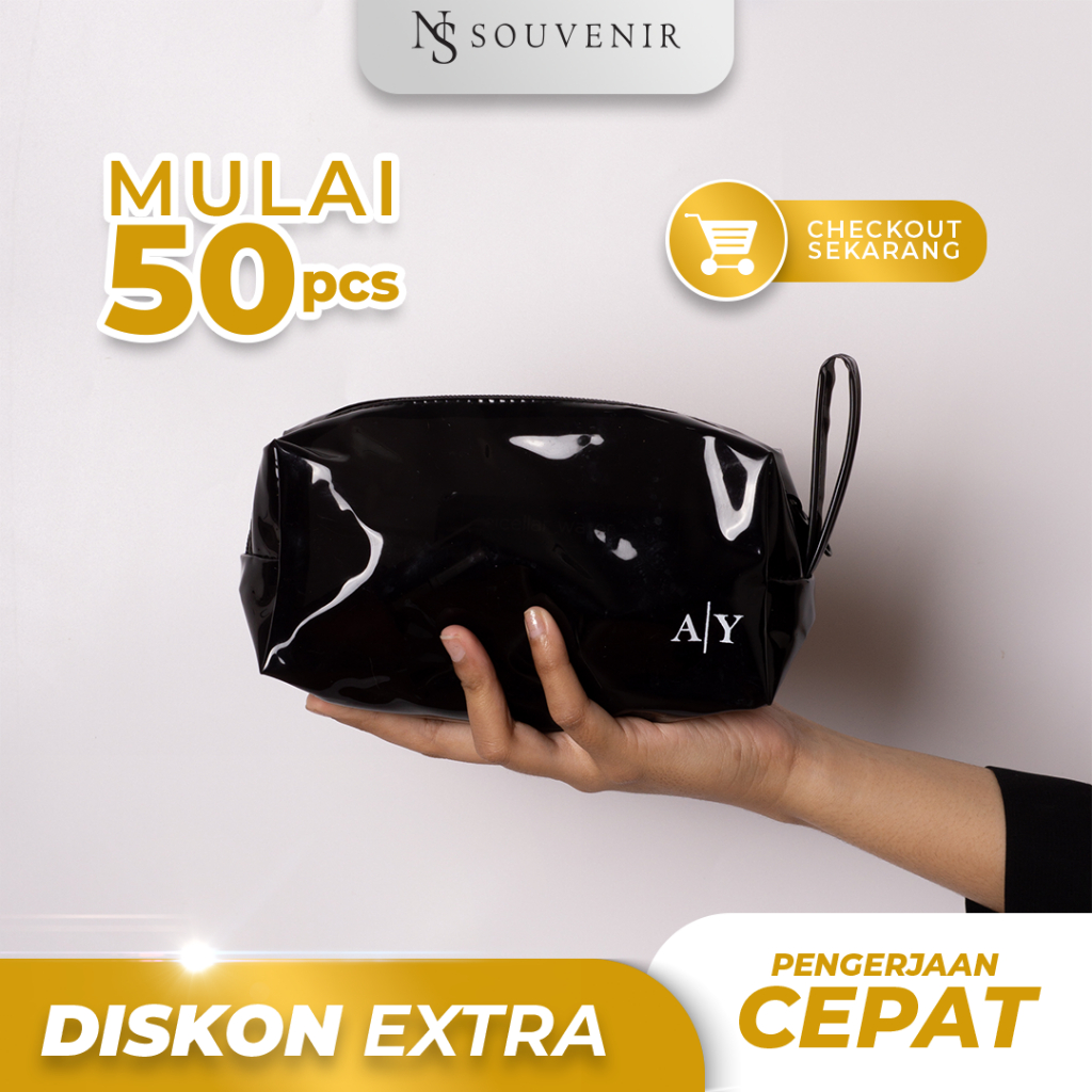 Souvenir pernikahan pouch kubus jelly besar kecil souvenir sablon dompet pouch kosmetik skincare tra