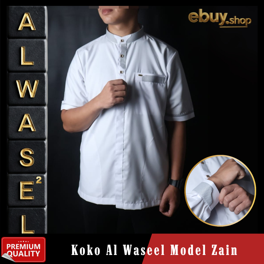 Baju Koko Alwaseel Zain Lengan Pendek Premium | Kemko Pria MUslim Dewasa