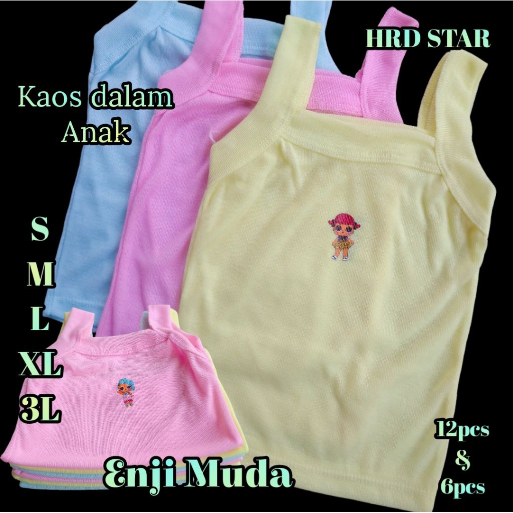 12pcs Kaos Dalam Anak Perempuan/ Lusinan Kaos Dalam Anak Perempuan Singlet Anak Enji Muda
