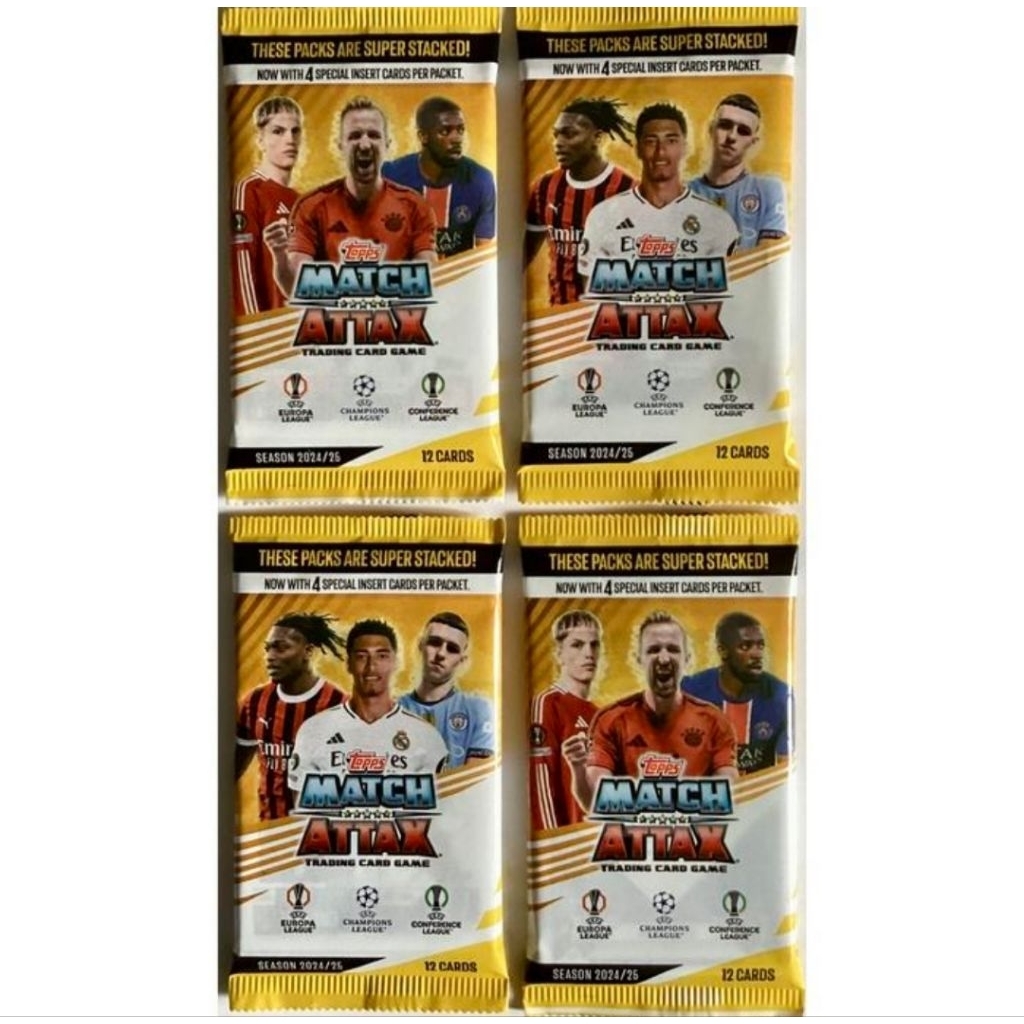 4x 2024/2025 Topps Match Attax Champions League Season 24/25 Trading Card Game - Booster Pack (48 Ca