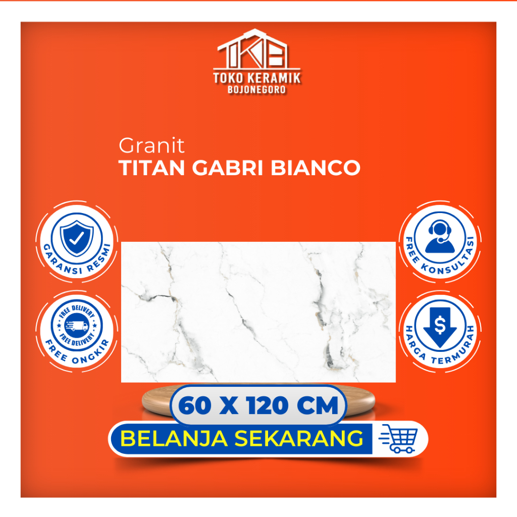 Granit Lantai Glossy Motif Marble 60x120 cm Magia Titan Gabri Bianco
