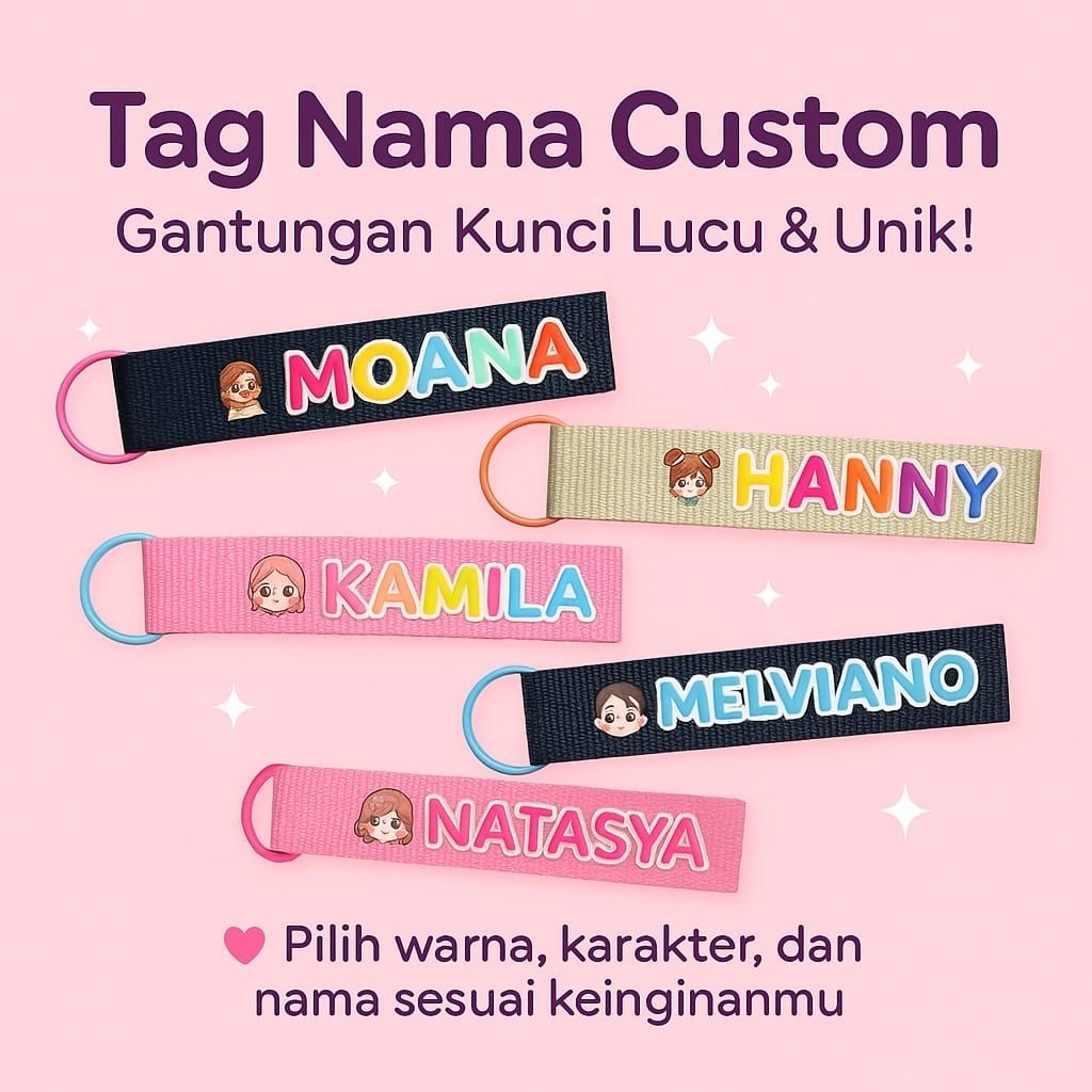 queena_storee COD Gantungan Tas Anak / Custom Nama Anak / Custom Bag Tag Anak / Luggage Tag / Souven