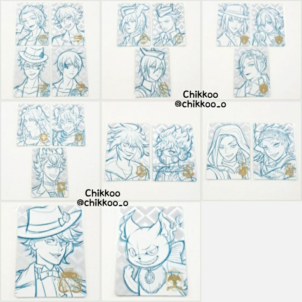 Twisted Wonderland Sketch Style Art Silver Metal Card