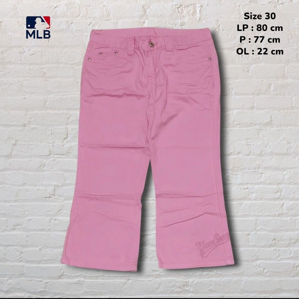 Size 30 Celana Panjang Jeans MLB Yankees 7/8 Pink Original Second Preloved #MR14