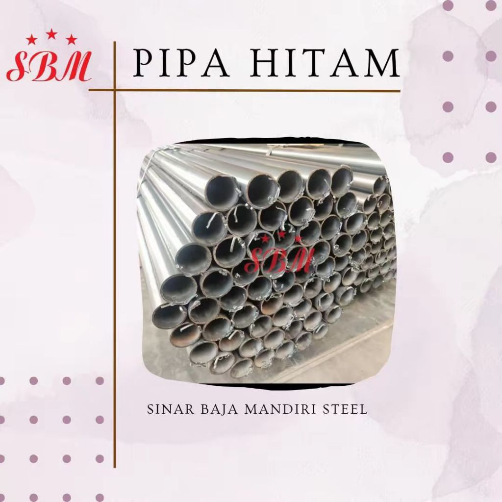 Besi Pipa Hitam 3" Tebal 1,6mm Panjang 6 Meter