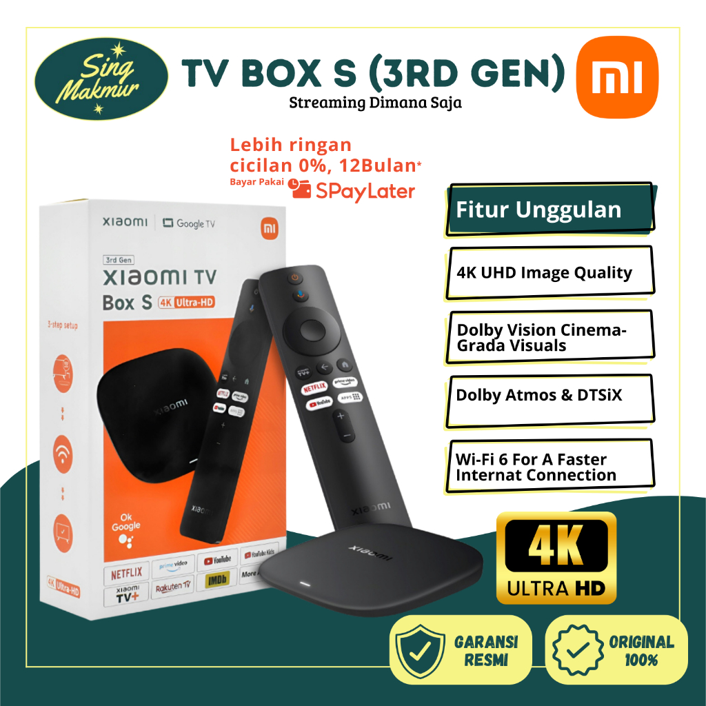 Xiaomi TV Box S 3rd Gen Android/Google TV 4K HDR – 32GB, Dolby Atmos, Wi-Fi 6