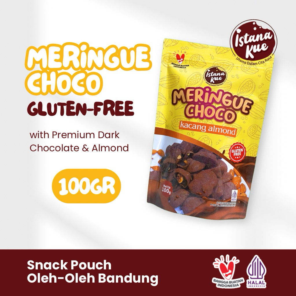 

Snack Meringue Cookies Cemilan Coklat Kacang Almond Premium
