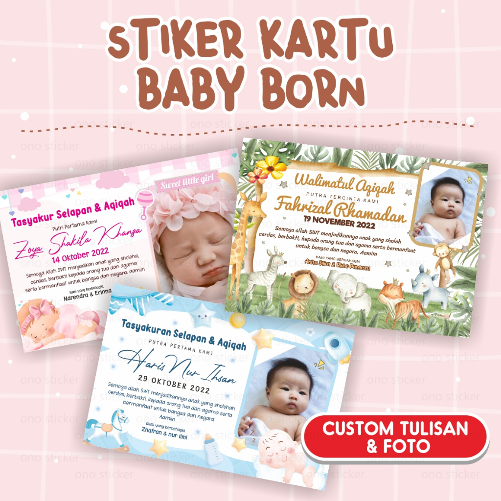 

Stiker Baby Born | Stiker Tasyakuran Aqiqah | Kartu Ucapan One Month