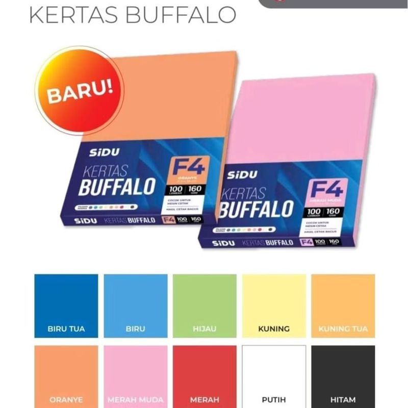 

TBMO PACK KERTAS BUFALLO FOLIO ISI 100 / BUFALO SIDU WARNA 160GSM
