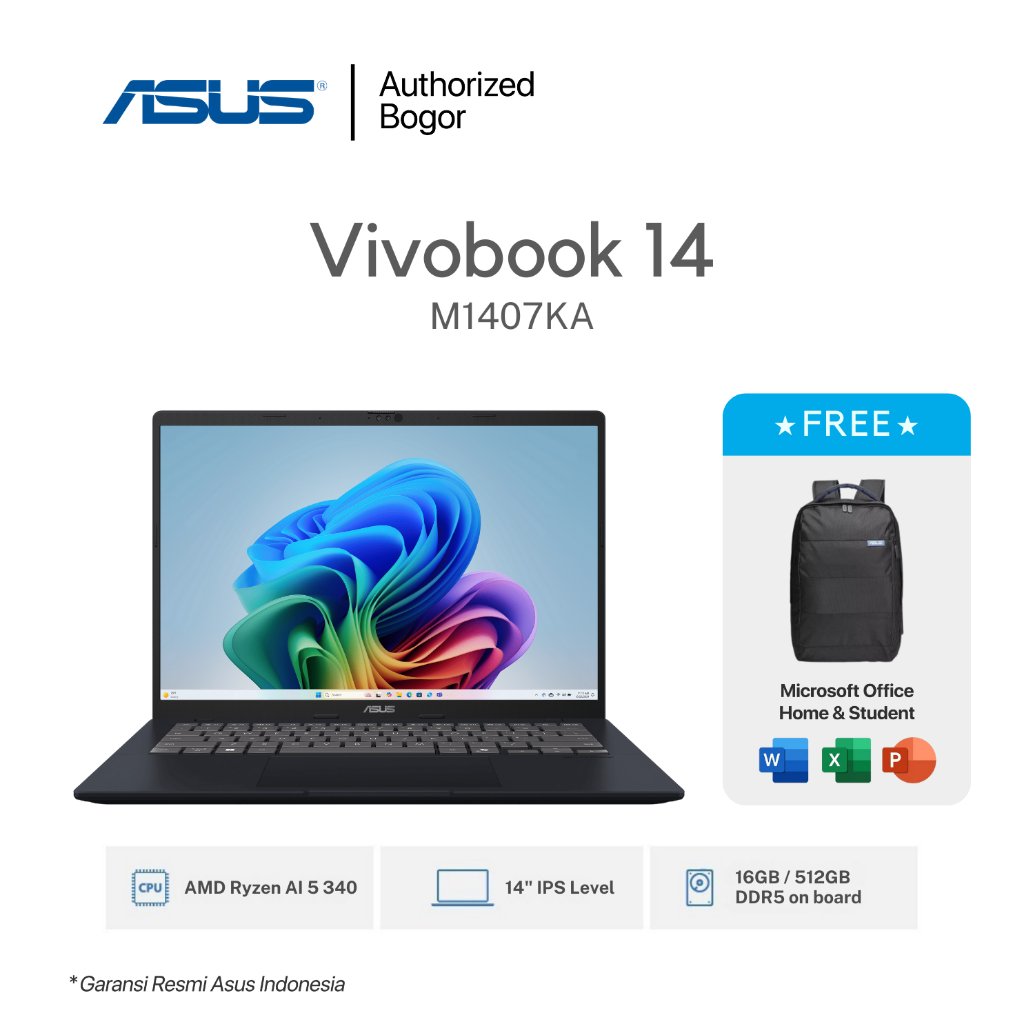 asus Vivobook 14 M1407KA R5-340 16GB/512GB 14" WUXGA IPS Garansi Resmi